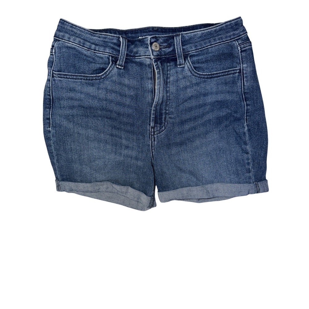 Old Navy High-Rise WOW Denim Shorts Size 6 Cuffed Hem Zip Fly Medium Blue Wash